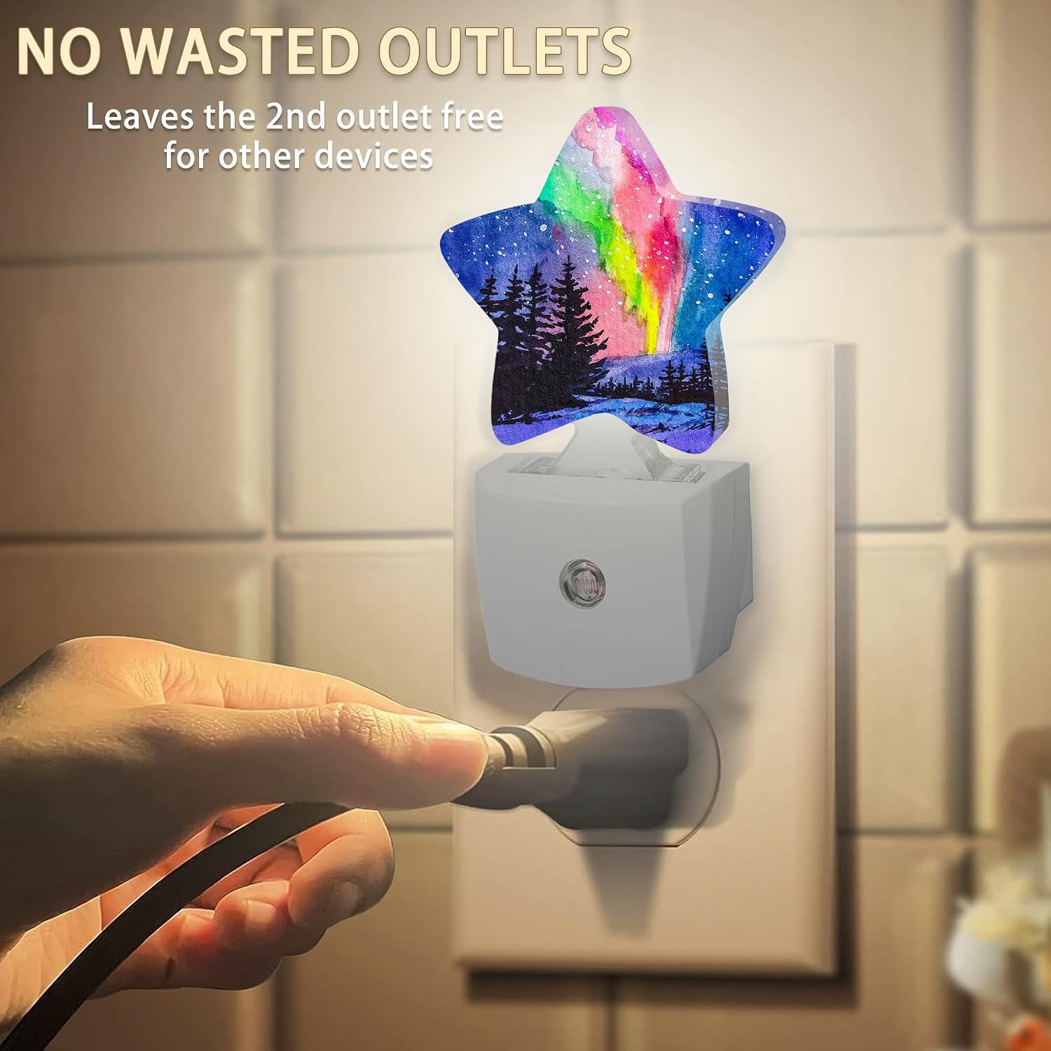 Northern Lights Night Light Plug-in Dusk to Dawn Smart Sensor White Led Nightlight for Bedroom Bathroom Kitchen Hallway Stairs Energy…