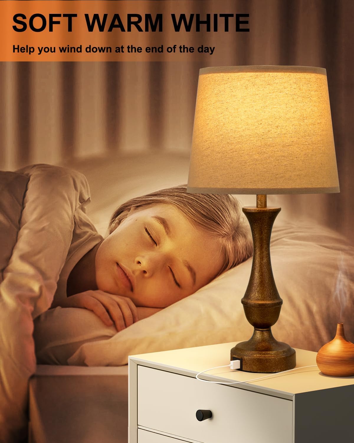 Seealle Upgraded Touch Lamps for Night Stands Set of 2 - Bedside Lamps with USB C+A, 3 Way Dimmable for Bedroom Living Room End Tables…
