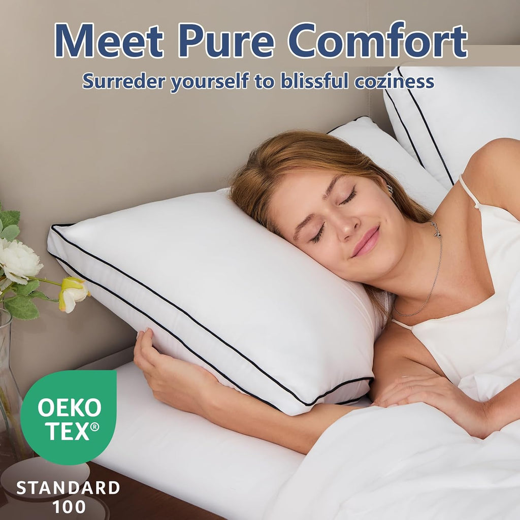 CozyLux Pillows Queen Size Set of 2, Soft and Supportive 3D Down Alternative Bed Pillow for Sleeping 2 Pack White, Luxury Hotel Quality Gus…