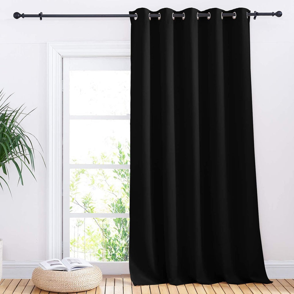NICETOWN Blackout Curtain for Sliding Door, Patio Door Curtains, Thermal Insulated Wide Drapes/Draperies for Bedroom (Black, 70 by 95…