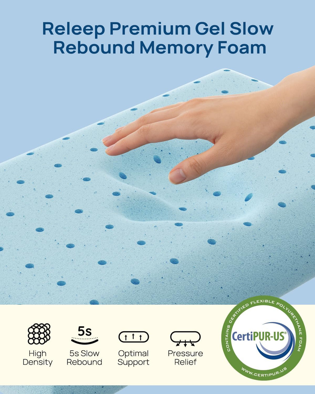 Releep Cool Touch Gel Memory Foam Pillow, Soft Breathable Cervical Neck Pillow, Deep Sleep Pillow, Ergonomic Orthopedic Bed Pillow for Neck…