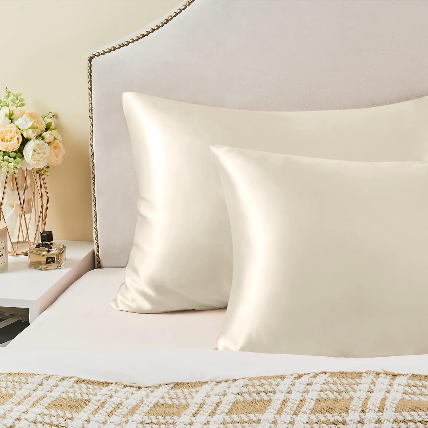 Bedelite Satin Pillowcase for Hair and Skin, Super Soft and Cooling Similar to Silk Pillow Cases 2 Pack with Envelope Closure, Gift for Wom…