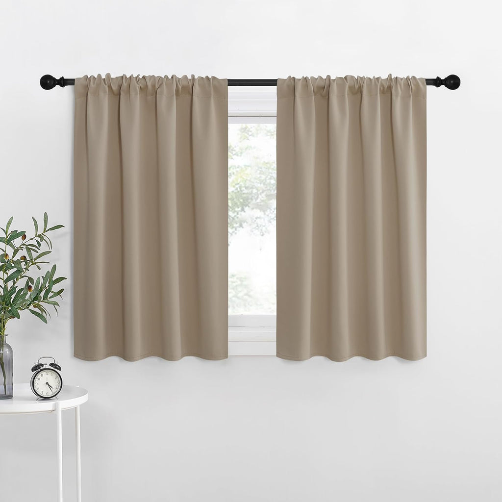 NICETOWN 2 Panels Blackout Curtains, Rod Pocket Thermal Insulated Drapes for Kitchen, Heavy Duty Small Window Treatment for Dorm Room…