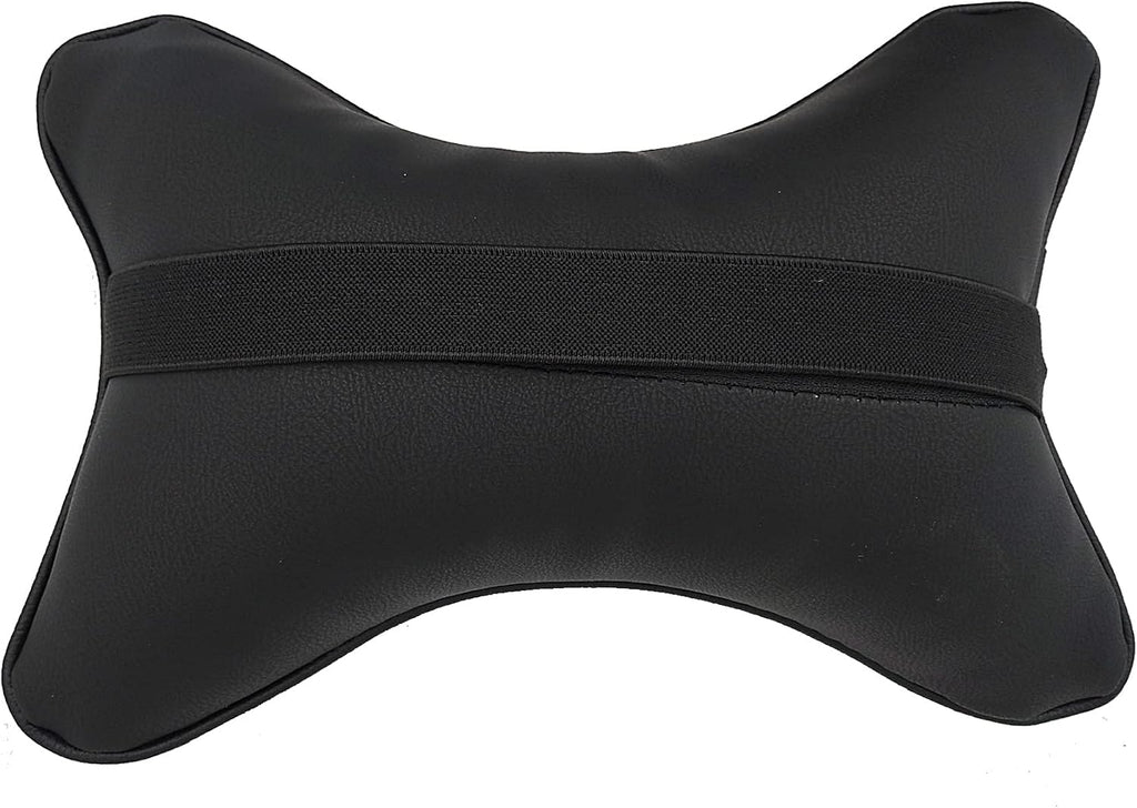 Car Neck Pillows Both Side Pu Leather 2pieces Pack Headrest Gogodog Fit for Most Cars Filled Fiber Universal Car Pillow (Black Blue)