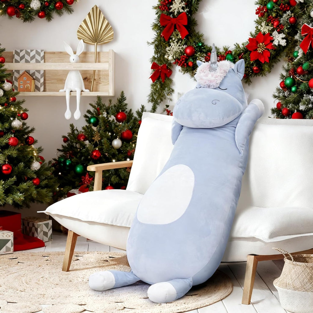 MorisMos Giant Unicorn Stuffed Animal 4 Feet, 51 in Long Plush Unicorn Body Pillow for Girl Boy, Cute Kid Pillow for Adult, Big Hugging…