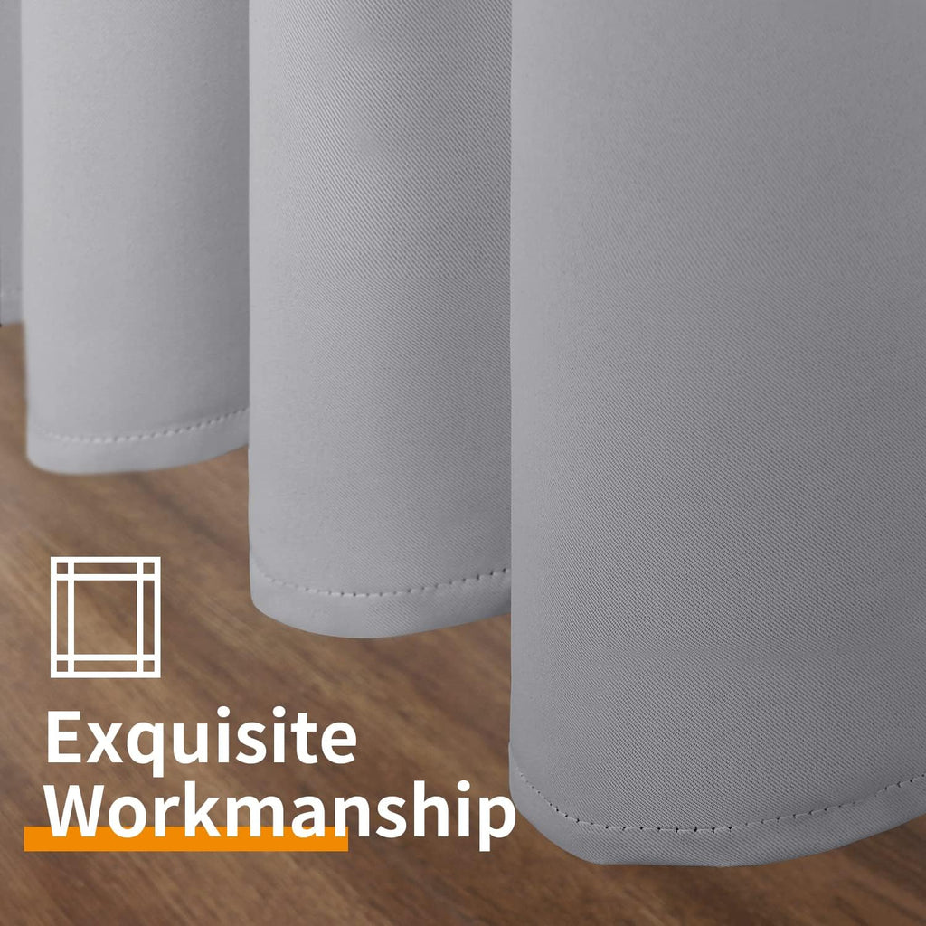 YoungsTex Light Grey Blackout Curtains 36 Inch Length for Kitchen Window - Short Thermal Insulated Drapes with Grommet Room Darkening for B…
