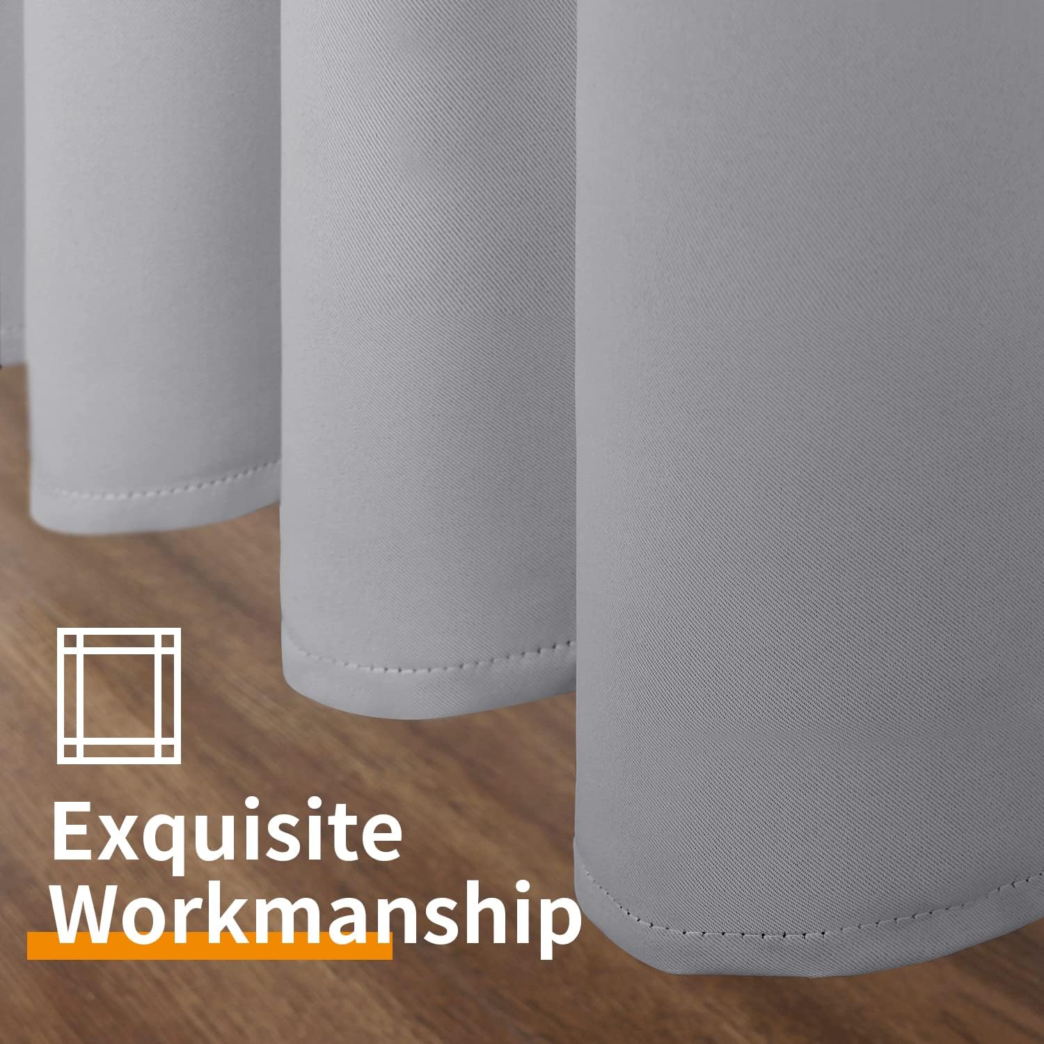 YoungsTex Light Grey Blackout Curtains 36 Inch Length for Kitchen Window - Short Thermal Insulated Drapes with Grommet Room Darkening for B…