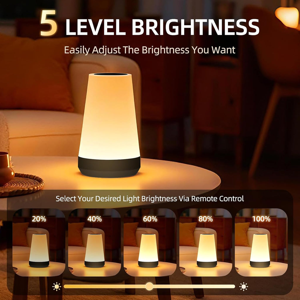 Night Light, Dimmable Touch Lamp and Remote Control, 13 RGB Colors & 5 Brightness, Rechargeable Bedside Table Lamp for Baby Kids Nursery…