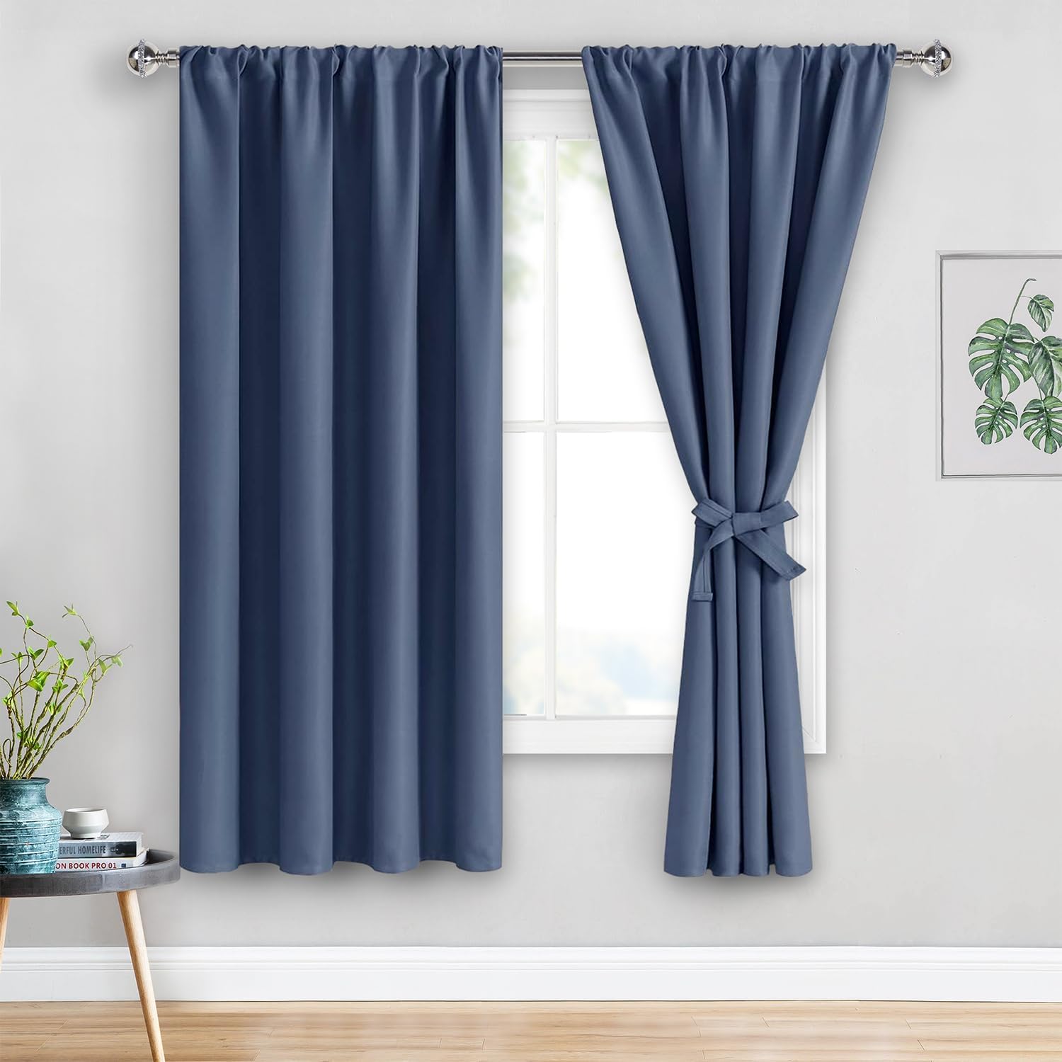 Jiuzhen Blackout Curtains for Bedroom– Thermal Insulated, Noise Reducing Room Darkening Rod Pocket Curtains for Living Room, Set of 2 Panels…
