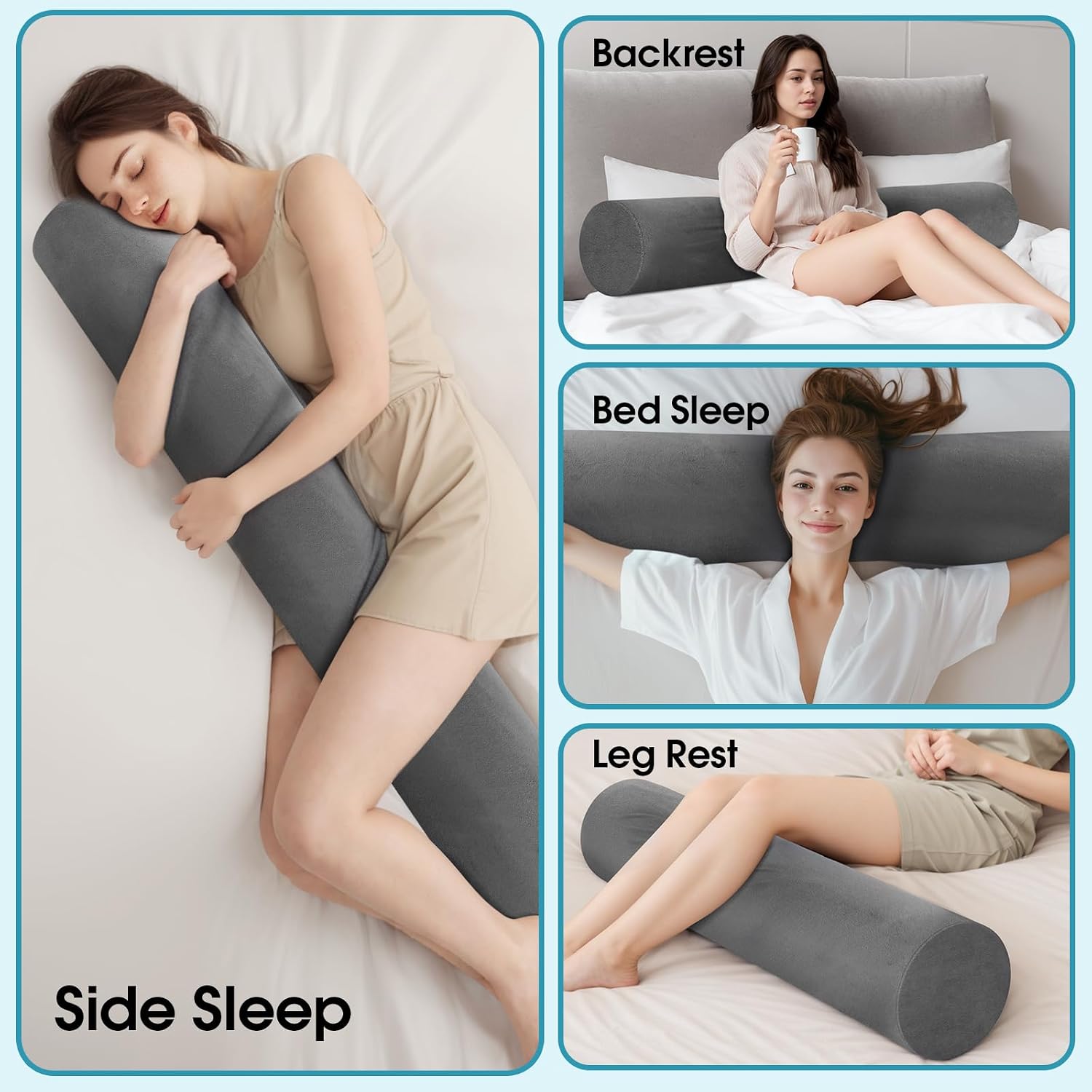 SereneCloud Memory Foam Body Pillow for Bed, Long & Big Full Body Pillows for Adults, Multifunctional Bolster Pillows with Removable &…