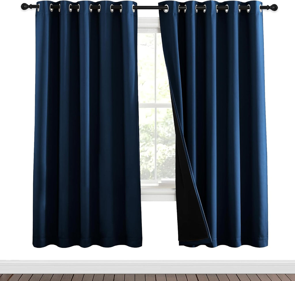 Nicetown Moroccan Blue Full Shade Curtain Panels, Pair of Energy Smart & Noise Blocking Out Blackout Drapes for Dining Room Window, Thermal…