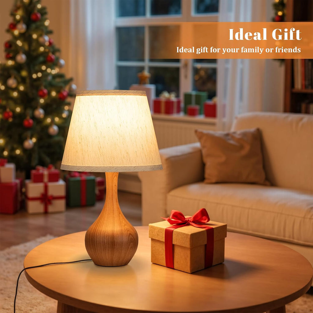 Seealle Touch Table Lamp for Bedroom, 3-Way Dimmable Small Bedside Lamps for Night Stands with Wires, Wood Desk Lamp for Kids Room…