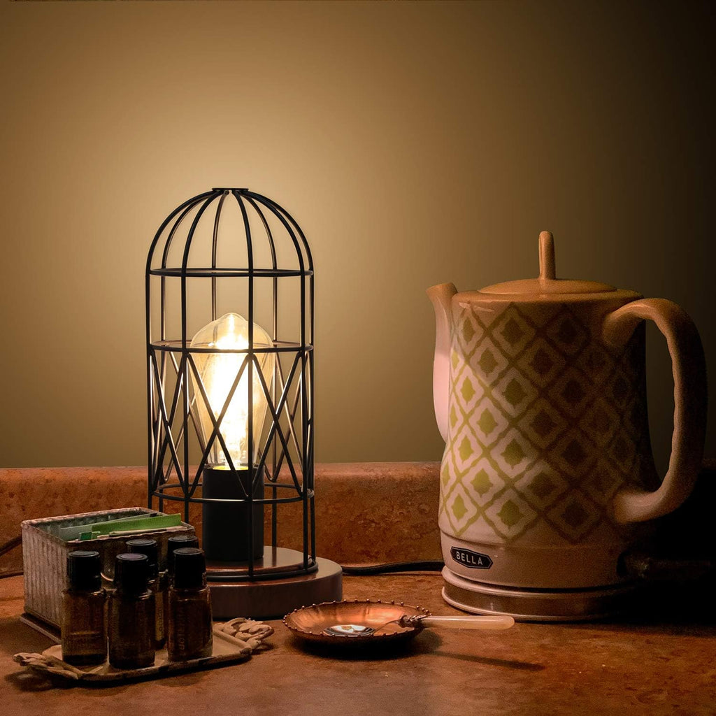 Touch Control Table Lamp, Industrial Bedside Lamp with 3 Way Dimmable, Small Nightstand Vintage Metal Cage Desk Lamps, Steampunk Table…