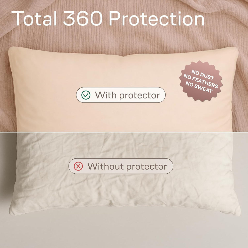 Ultra Soft Pillow Protectors with Zipper Standard Size - Set of 4 Breathable Pillow Covers - 100% Protection Against Stains, Dust & Dirt…