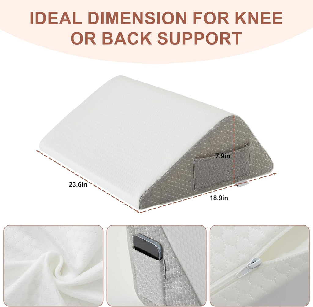 Bedluxe Knee Pillow for Back Sleeping, Leg Pillow Knee Wedge Pillow, Memory Foam Wedge Pillows for Legs Post Surgery, Triangle Pillow for K…