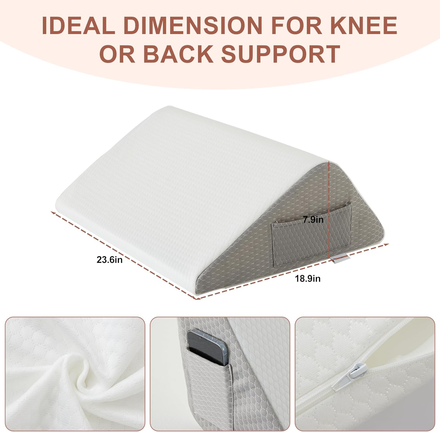 Bedluxe Knee Pillow for Back Sleeping, Leg Pillow Knee Wedge Pillow, Memory Foam Wedge Pillows for Legs Post Surgery, Triangle Pillow for K…