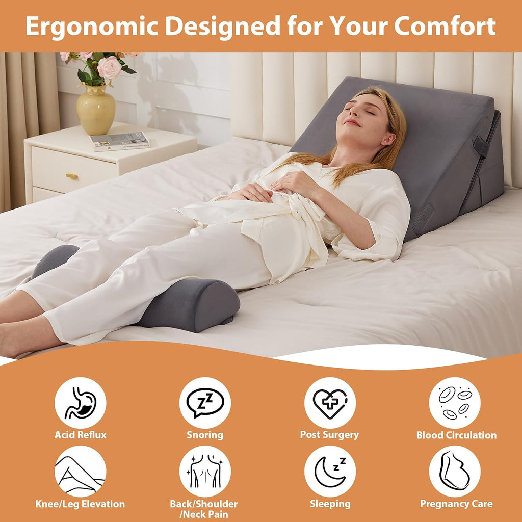 EnjoyaBetterLifeFromHere 3PCS Wedge Pillow for Acid Reflux Relief, Adjustable Wedge Pillow Headboard, Bed Wedges Pillow for Back, Sleeping…