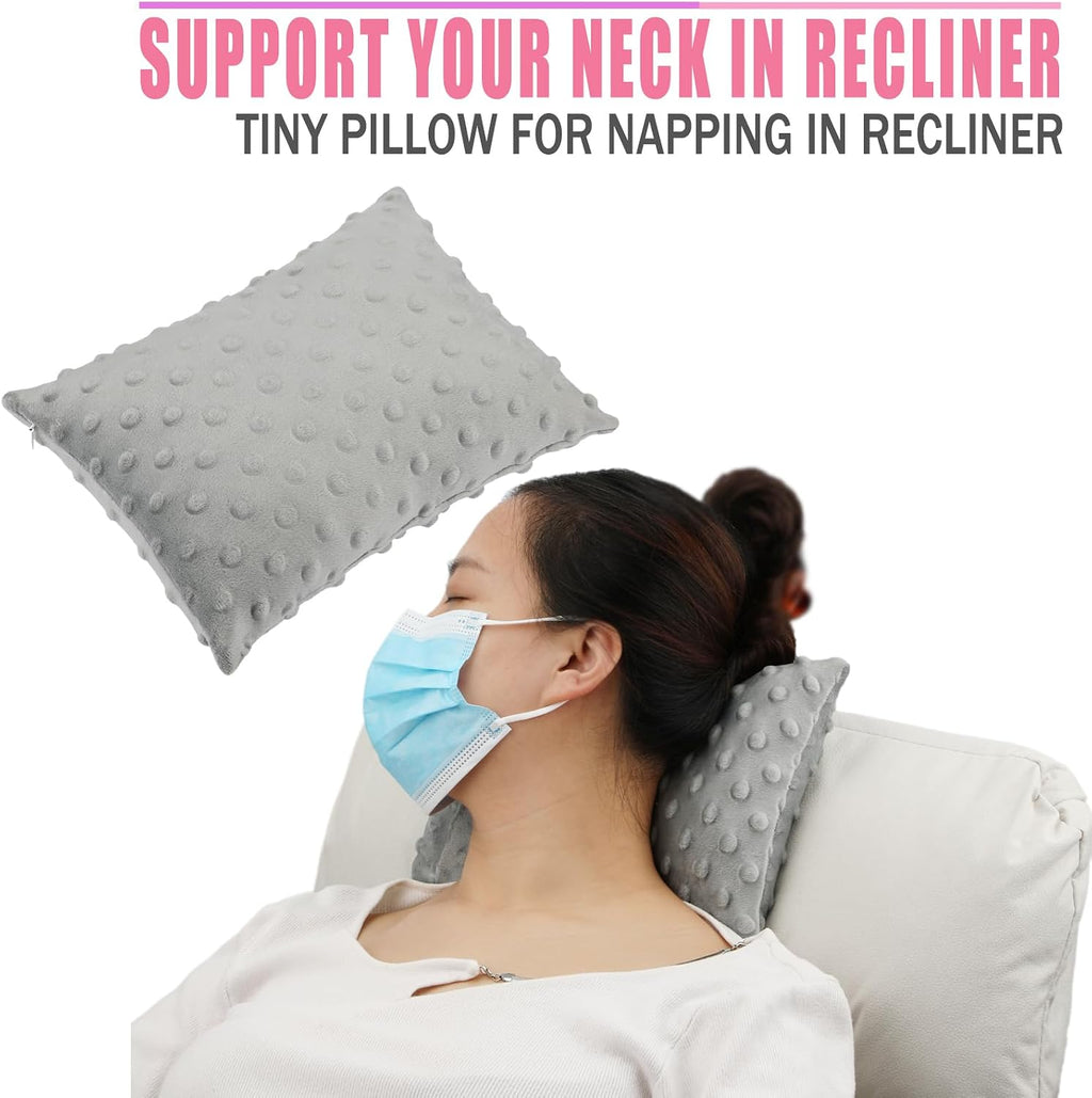BNRendles Small Neck Pillow for Recliner Chair Neck Support Pillows Plump Adjustable Filling Nap Airplane Sleeping Little Cushion Minky Dot…
