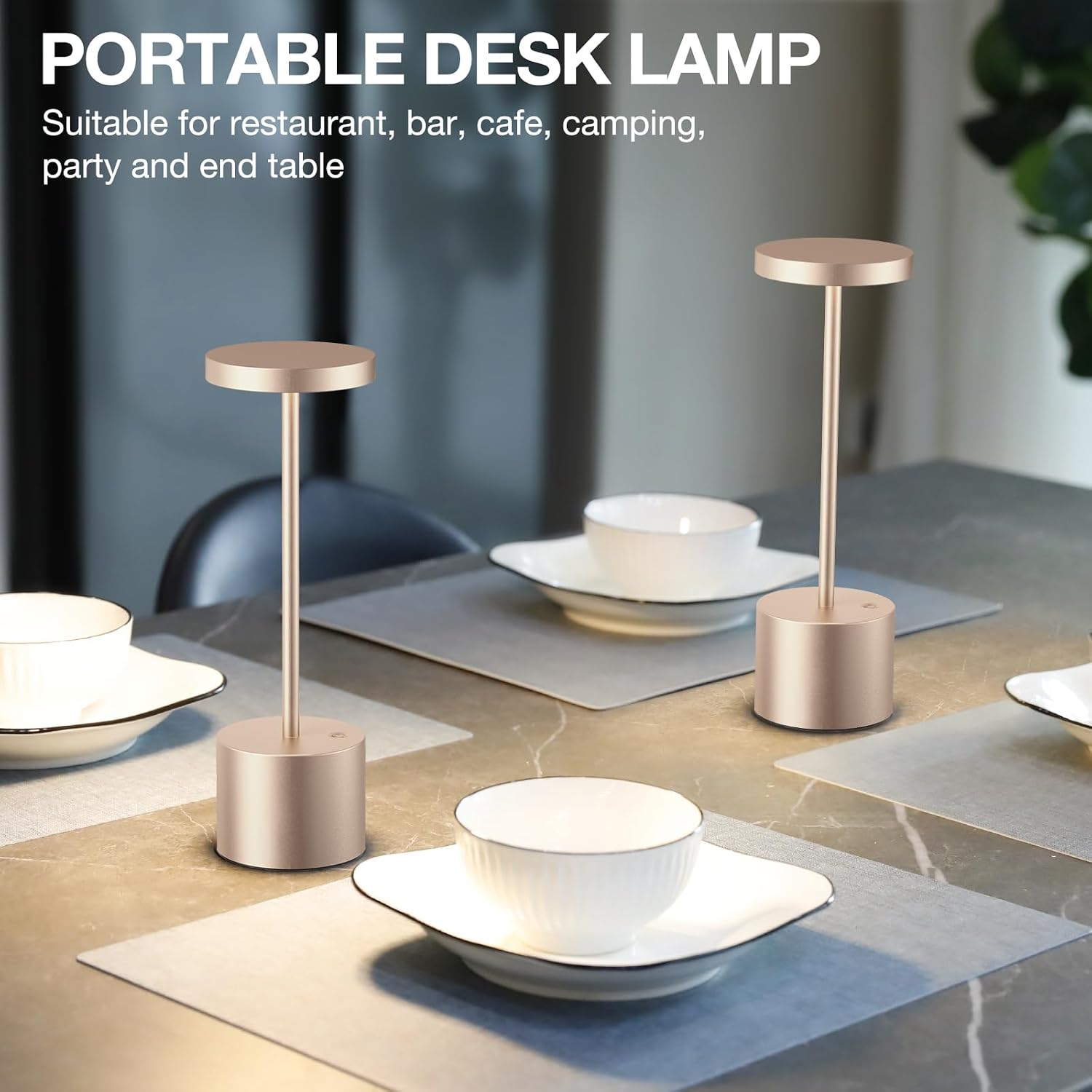 Kakanuo Cordless Table Lamp, 4000mAh Rechargeable Battery Powered Lamps, 3 Color Stepless Dimming, Wireless Outdoor Lamps for Dining…
