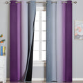 Estelartextiler Purple and Grey Blackout Curtains 84 Inches Long, Ombre and Wavy Line Pattern 100% Blackout Curtains for Bedroom, Full Light…