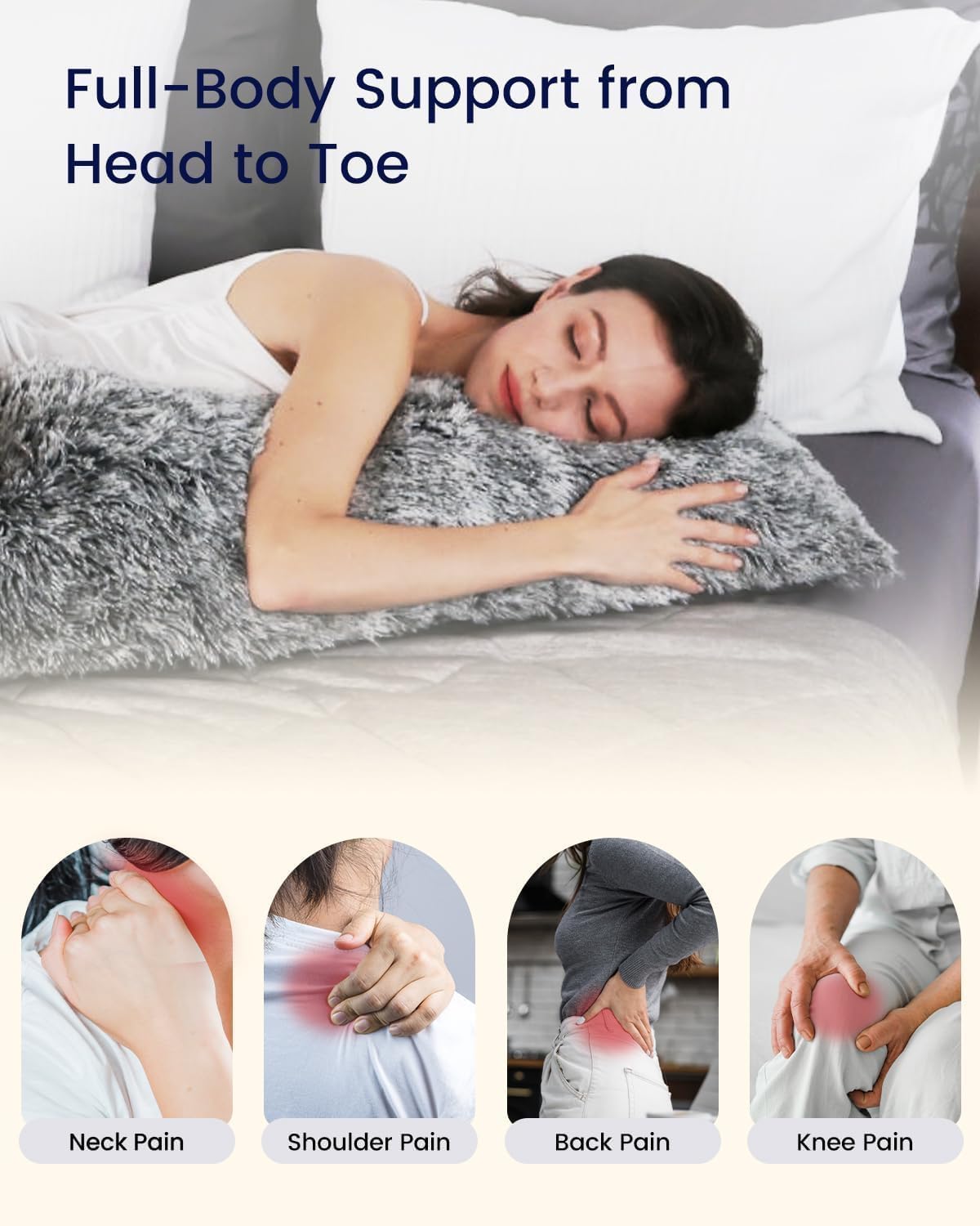 Zonli Fluffy Body Pillow, Full Body Pillows for Adults, Long Pillow for Sleeping with Removable Cover and Adjustable Filling for Side Sleep…