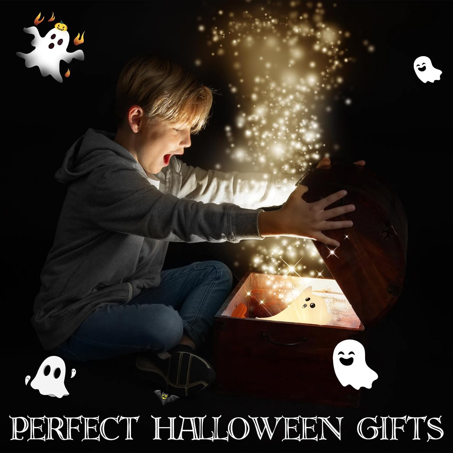Gefaxi Ghost Night Light Silicone Cute Halloween Ghost Decor Night Light for Breastfeeding Squishy Ghost Nightlight Cordless Rechargeable D…