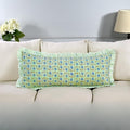 Ridhi Block Print Apple Green Floral 36"x14" Set 1-100% Cotton Ruffle Lumbar Sham Cover Boho Floral Pillowcase, Farmhouse Cottagecore…