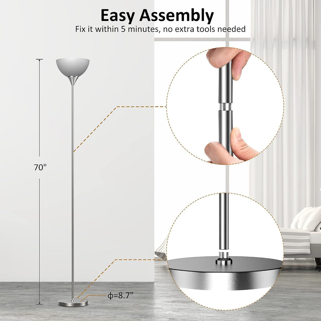PESRAE Floor Lamp, Remote Control with 4 Color Temperatures, Torchiere Floor lamp for Bedroom, Standing Lamps for Living Room, Bulb…