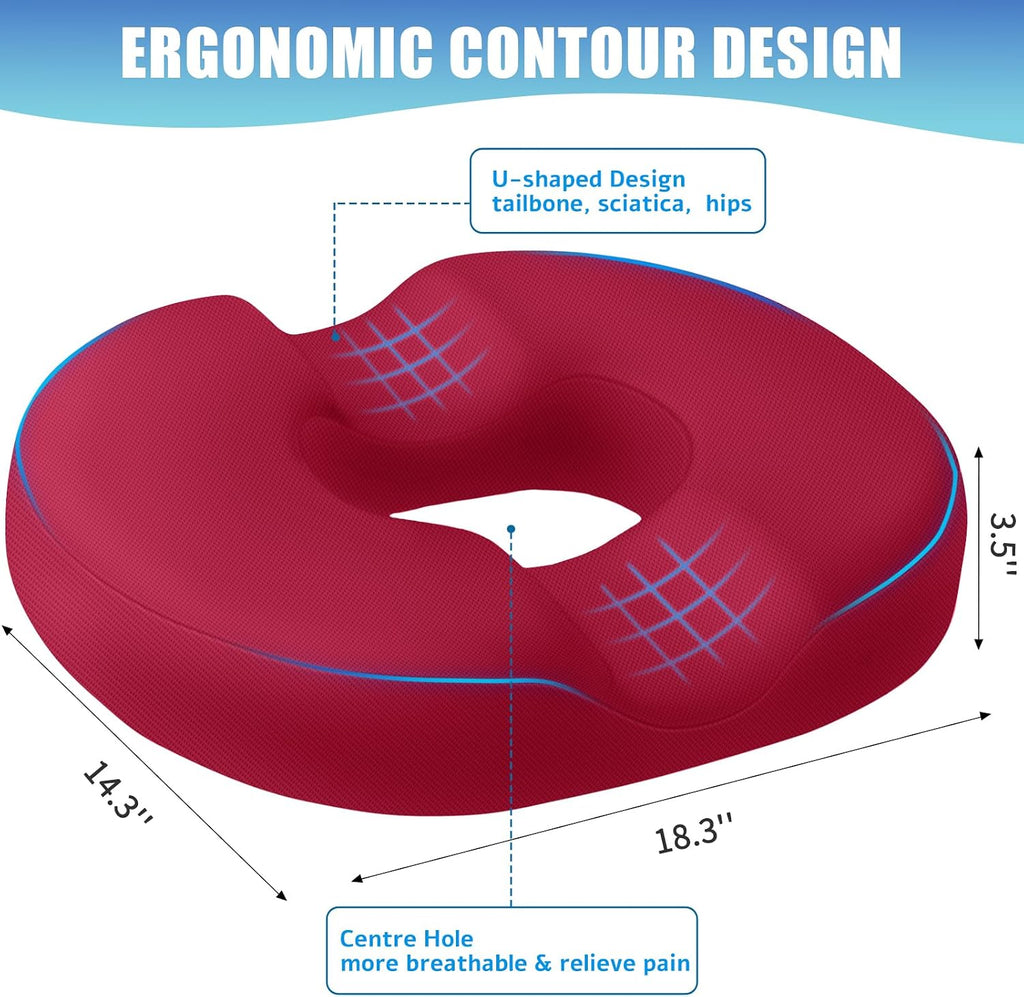 BlissTrends Donut Pillow Seat Cushion, Donut Chair Cushions for Postpartum Pregnancy & Hemorrhoids, Tailbone Cushion, Memory Foam Lifting C…