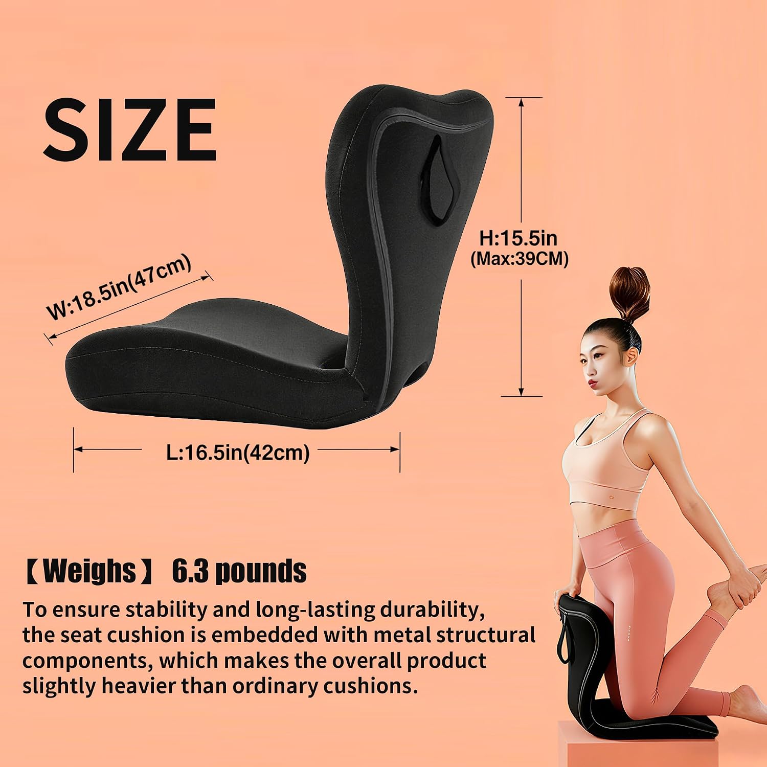Yoobebest Adjustable Backrest Memory Foam Lumbar Support Pillow, Back Support Cushion for Office Chair, Home, Meditation on Floor, Lower Back…