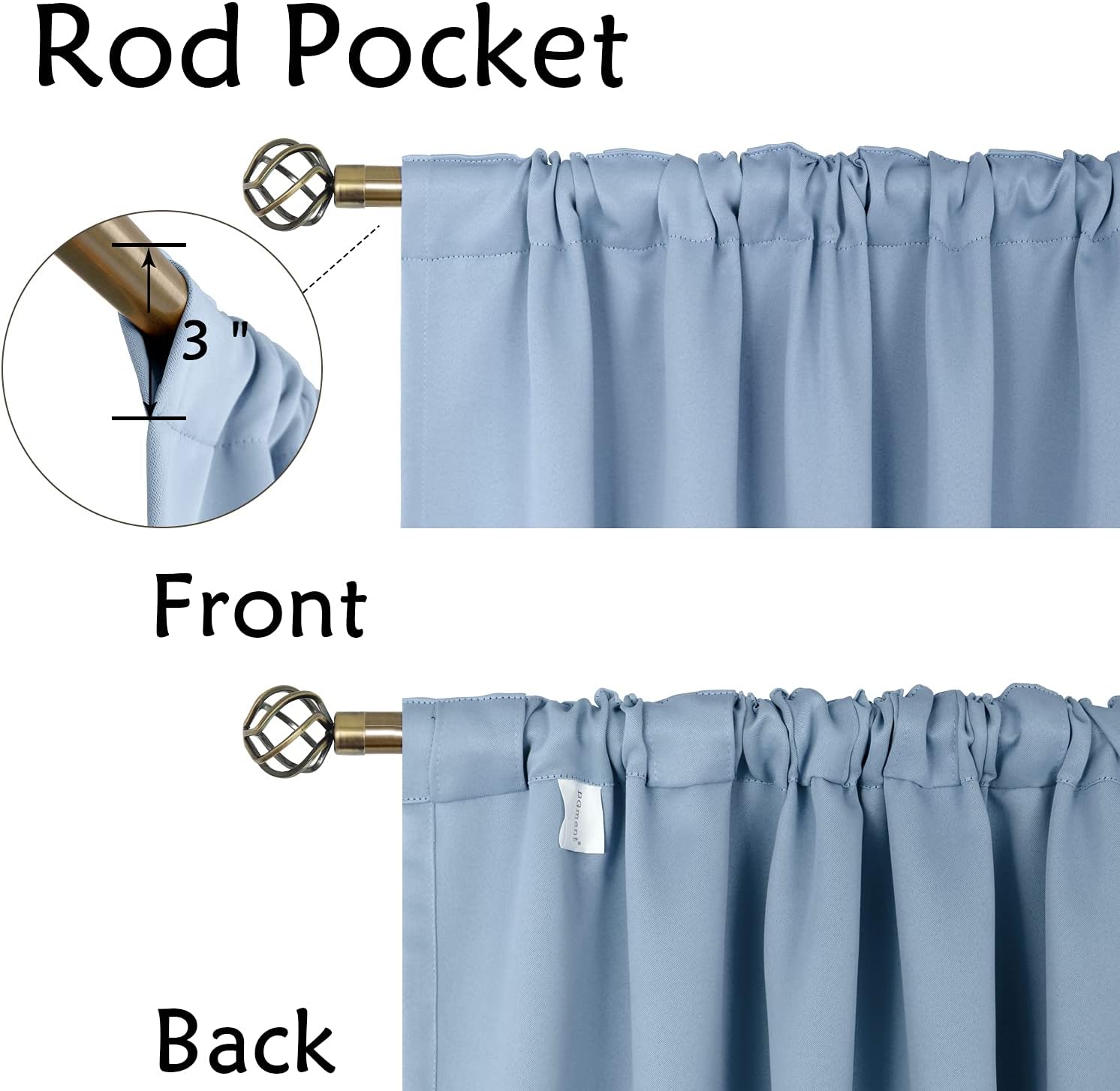 BGment Rod Pocket and Back Tab Curtains for Bedroom - Thermal Insulated Room Darkening Curtains for Living Room, 2 Window Curtain Panels (4…