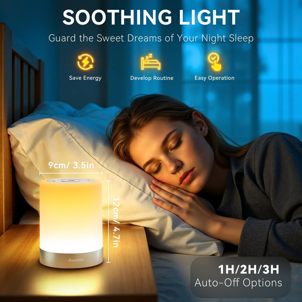 Auxmir Nursery Night Light for Baby, Rechargeable Touch Lamp for Breastfeeding & Diaper Changes, 256 RGB Colors 5 Brightness Levels, 1/2/3H…