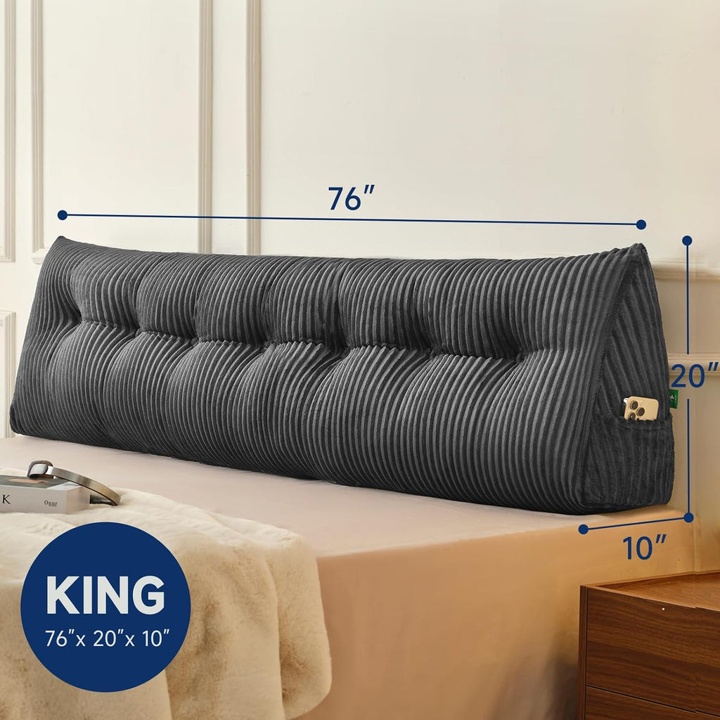 Z-Hom Large Headboard Pillow King, NO ROLL Pillow, Wedge Pillow Headboard for Sitting Up in Bed, Backrest Support Triangular Cushion for Re…