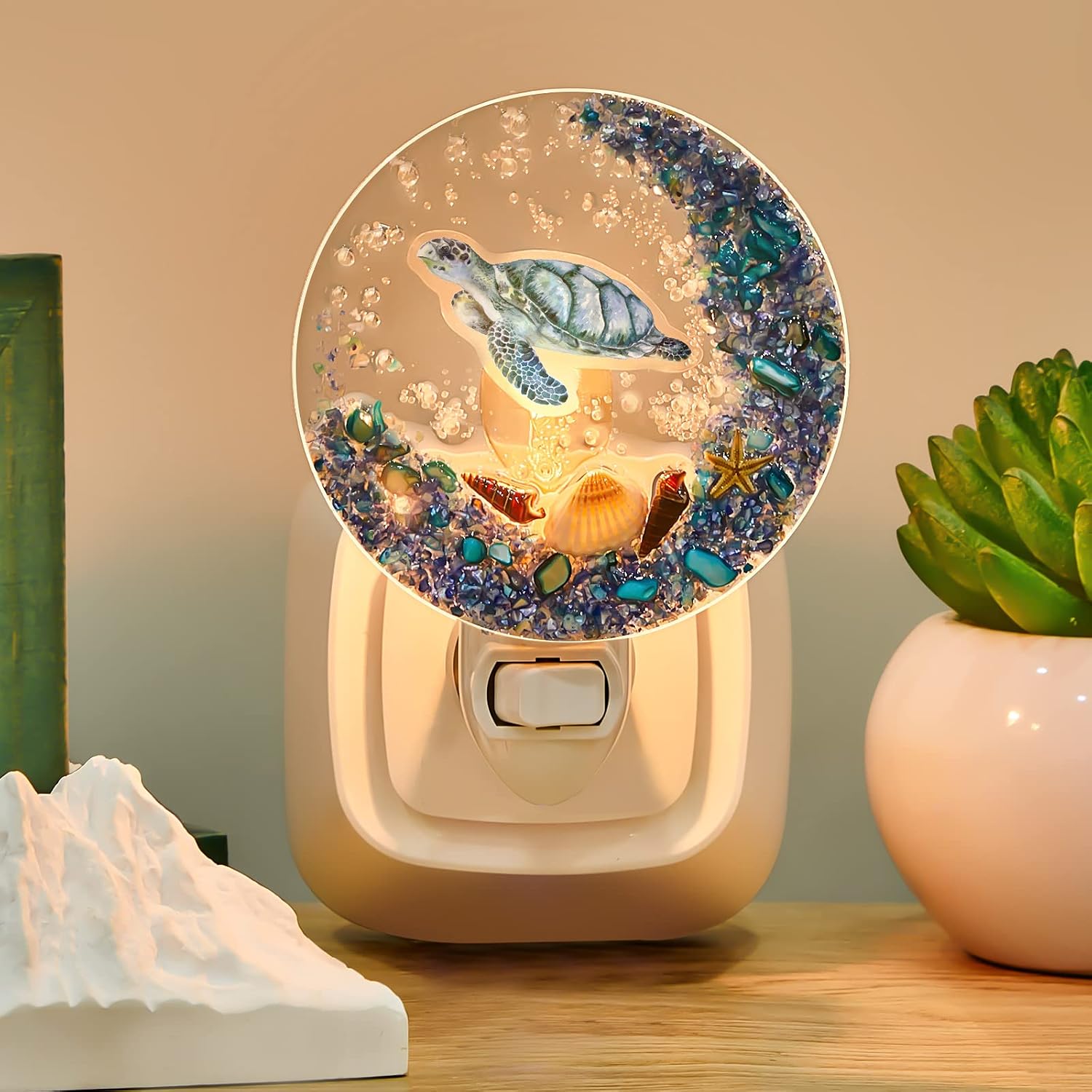 Hortsun Plug in Seashell Night Light Ocean Sea Animal Decorative Night Light Plug in Beach Lamps Vintage Ocean Lamps for Adult for Home…