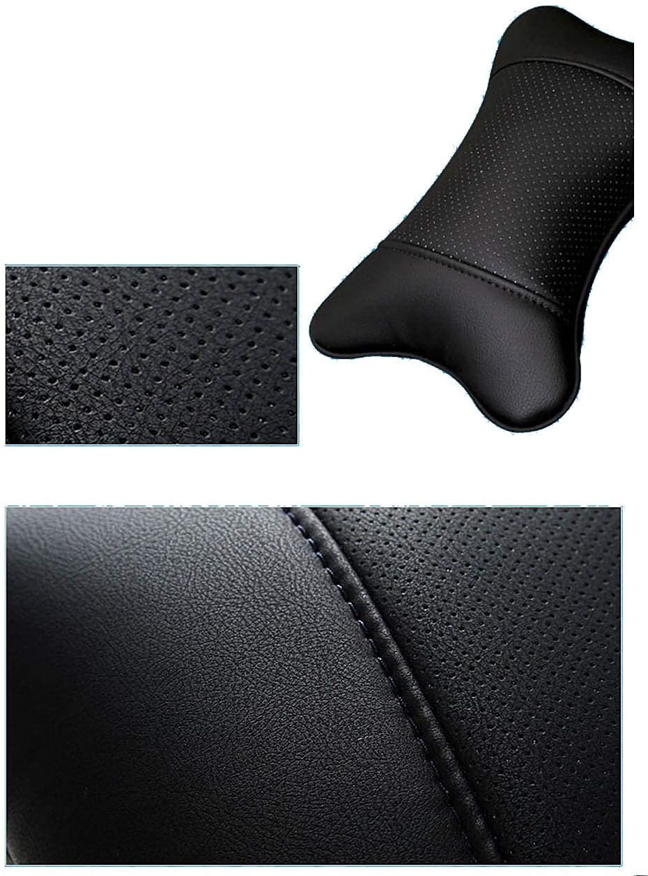 Professinalcaraccessories Car Neck Pillows Both Side Pu Leather 2pieces Pack Headrest Fit for Most Cars Filled Fiber Universal Car Pillow (…