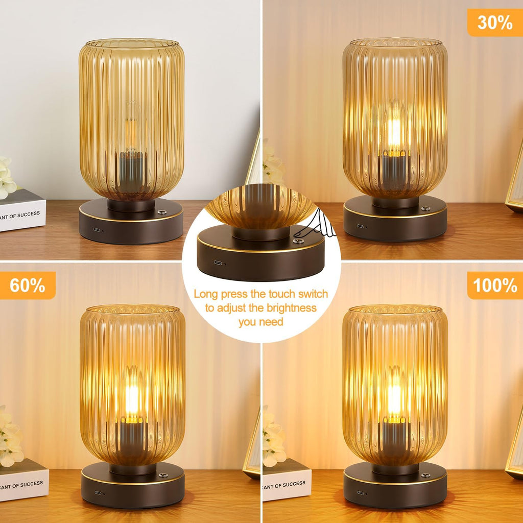 LigthRound Touch Table Lamp for Bedroom, Cordless Bedside Small Table Lamp, Dimmable Rechargeable Battery Operated Lamp for Nightstand…
