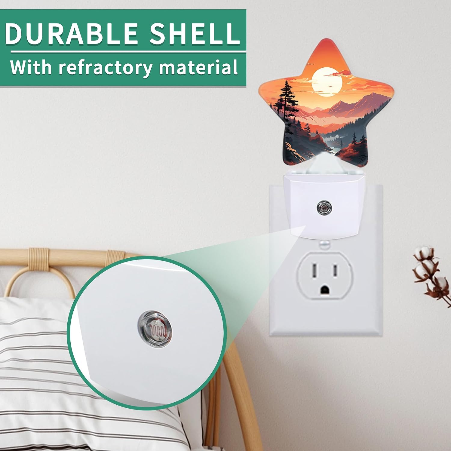 Sunset Mountains Forest Star Night Light Plug in, Soft Glow Night Light for Kids Bedroom Nursery, Gentle Warm Light for Sleep, Compact…