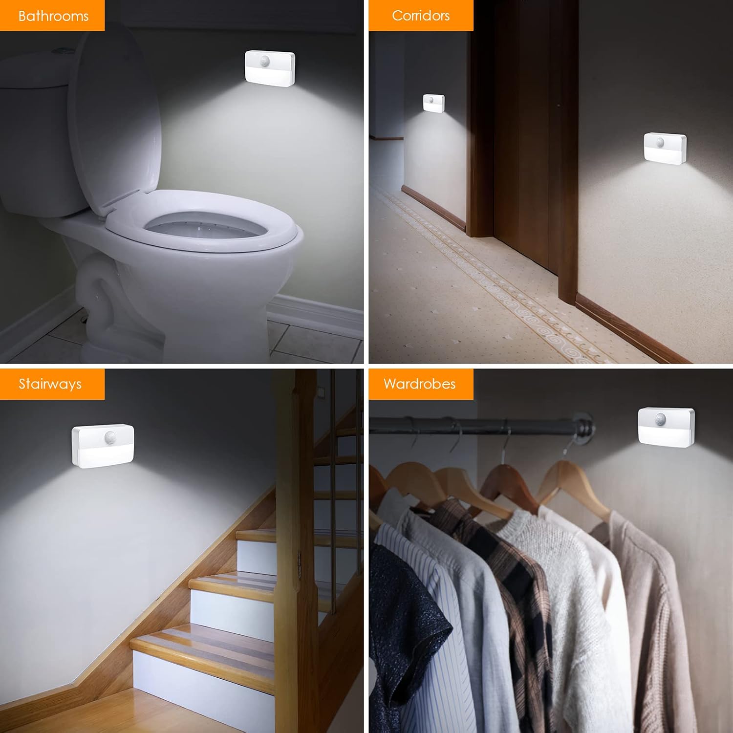 Jxtz 【2 PACK】 Motion Sensor Night Light, Stick-On Motion Sensor Lights Indoor, Battery Powered Under Cabinet Kitchen Lights with Adhesive P…