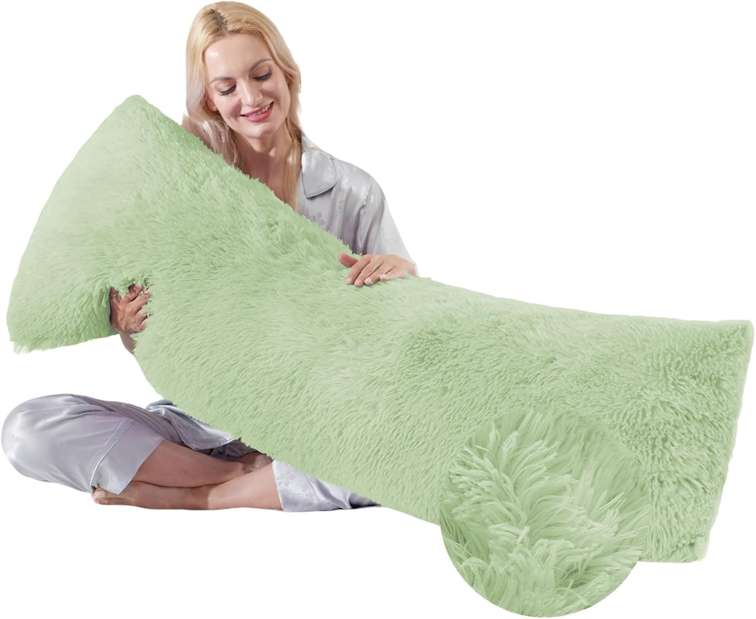 Wsofrlac Large Memory Foam Body Pillow with Removable Long Firm 20x54 Body Pillow Cases for Bed Green Pregnancy Custom Body Pillows Snuggle…