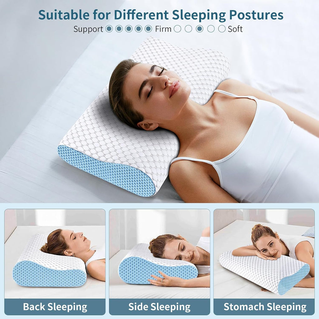 Ylekto Cervical Neck Pillow for - Ergonomic Contour Memory Foam Pillows, Cooling Side Sleeper Pillow for Sleeping, Orthopedic Bed Pillow fo…