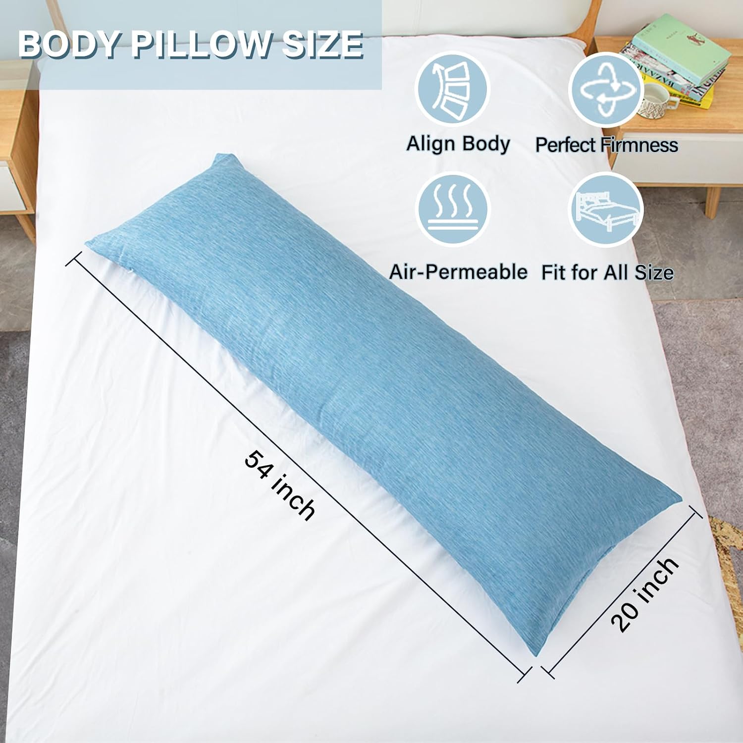 1 MIDDLE ONE Body Pillow, Cooling Memory Foam Body Pillows for Adults Sleeping, Long Pillow for Bed, Big Large Firm Full Body Pillow for…
