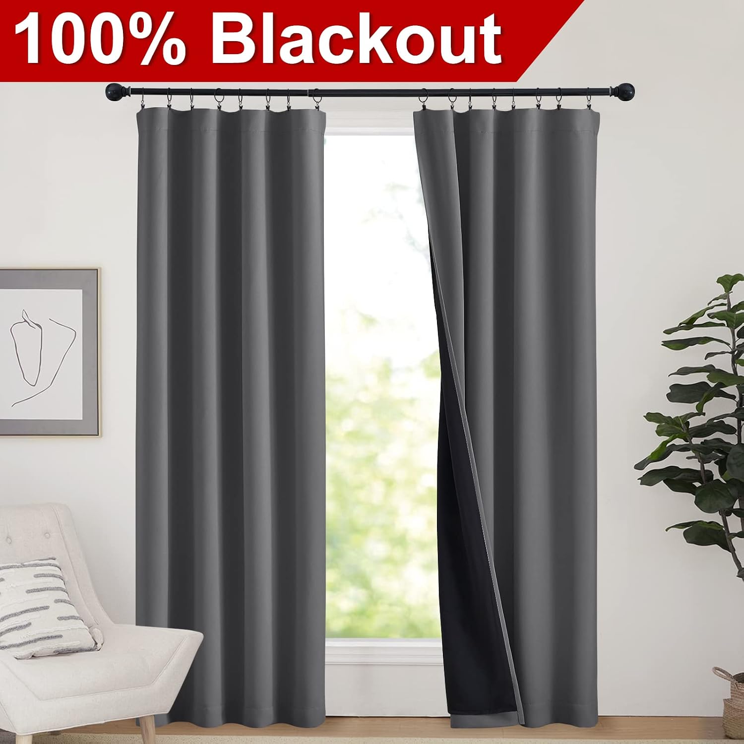 Nicetown Blackout Curtains for Bedroom, Pair of Energy Smart & Noise Blocking Out Full Shade Curtain Panels, Thermal Insulated Guest Room R…