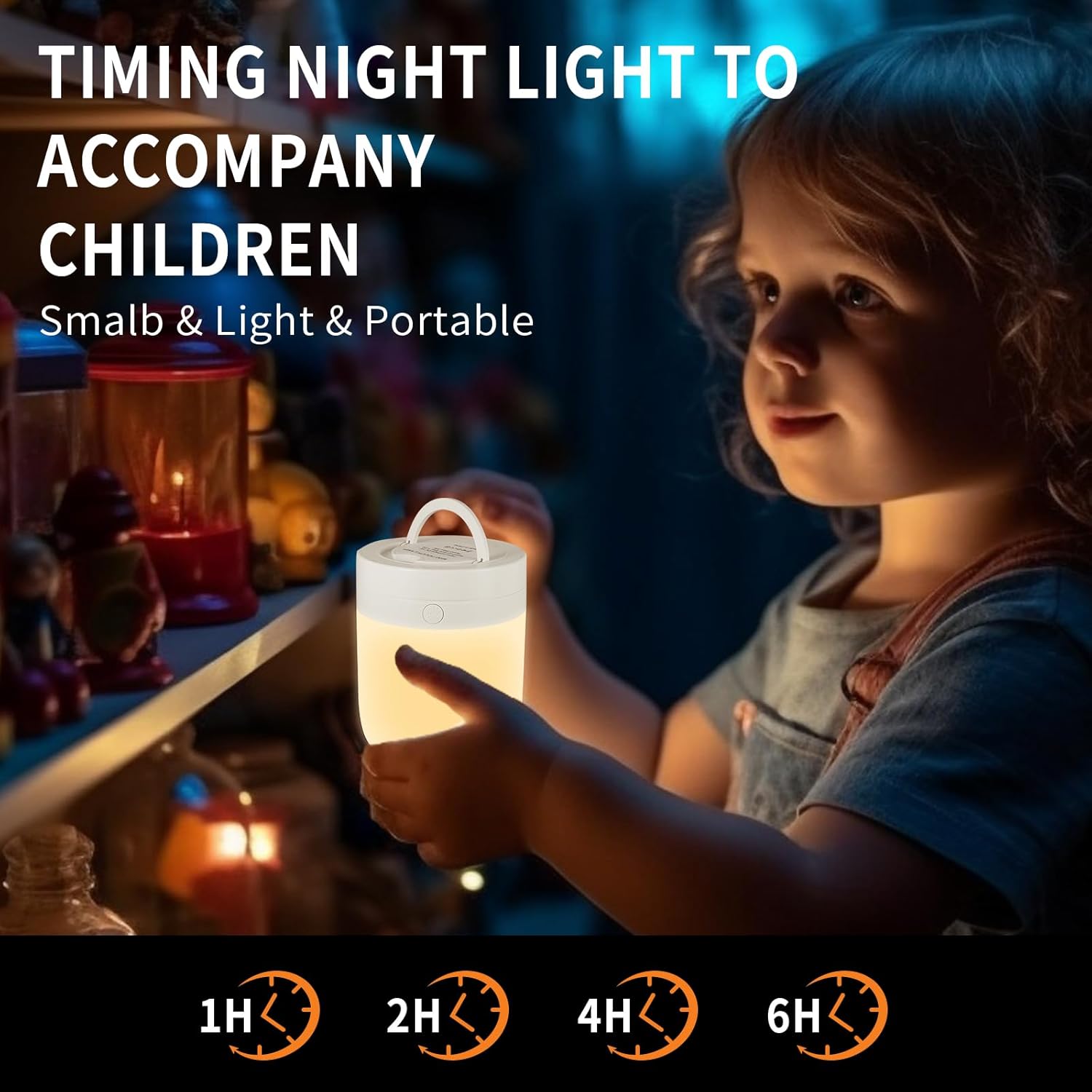 Small Nursery Night Light for Kids,13 Colors Dimmable Night Lamp for Bedroom, Portable Stepless Dimming Nursery Lamp, Color Changing LED…