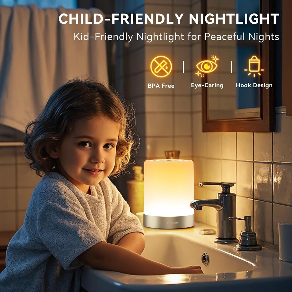 Auxmir Nursery Night Light for Baby, Rechargeable Touch Lamp for Breastfeeding & Diaper Changes, 256 RGB Colors 5 Brightness Levels, 1/2/3H…