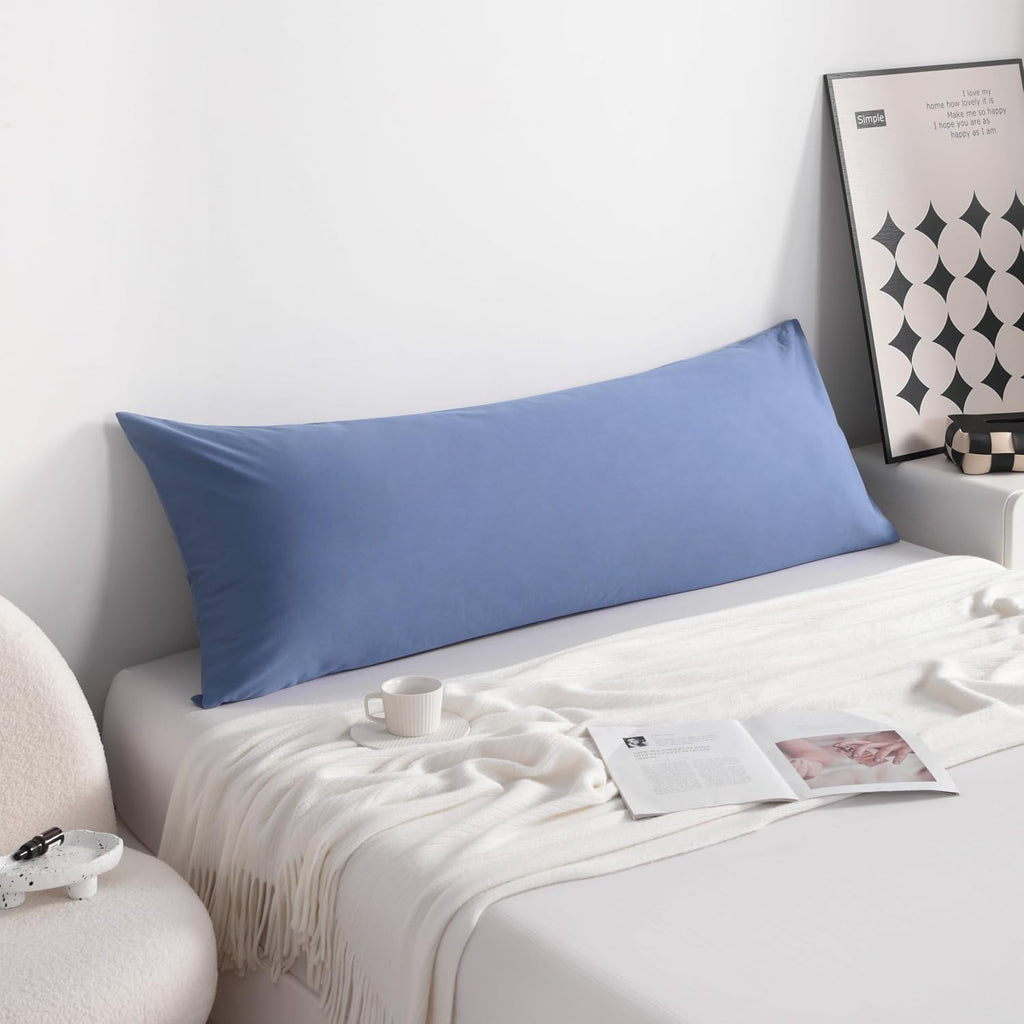 Ntbay Cotton Body Pillowcase - Envelope Closure 20x54 Pillowcase, Breathable and Soft Bed Pillow Case, Denim Blue Cotton Blue