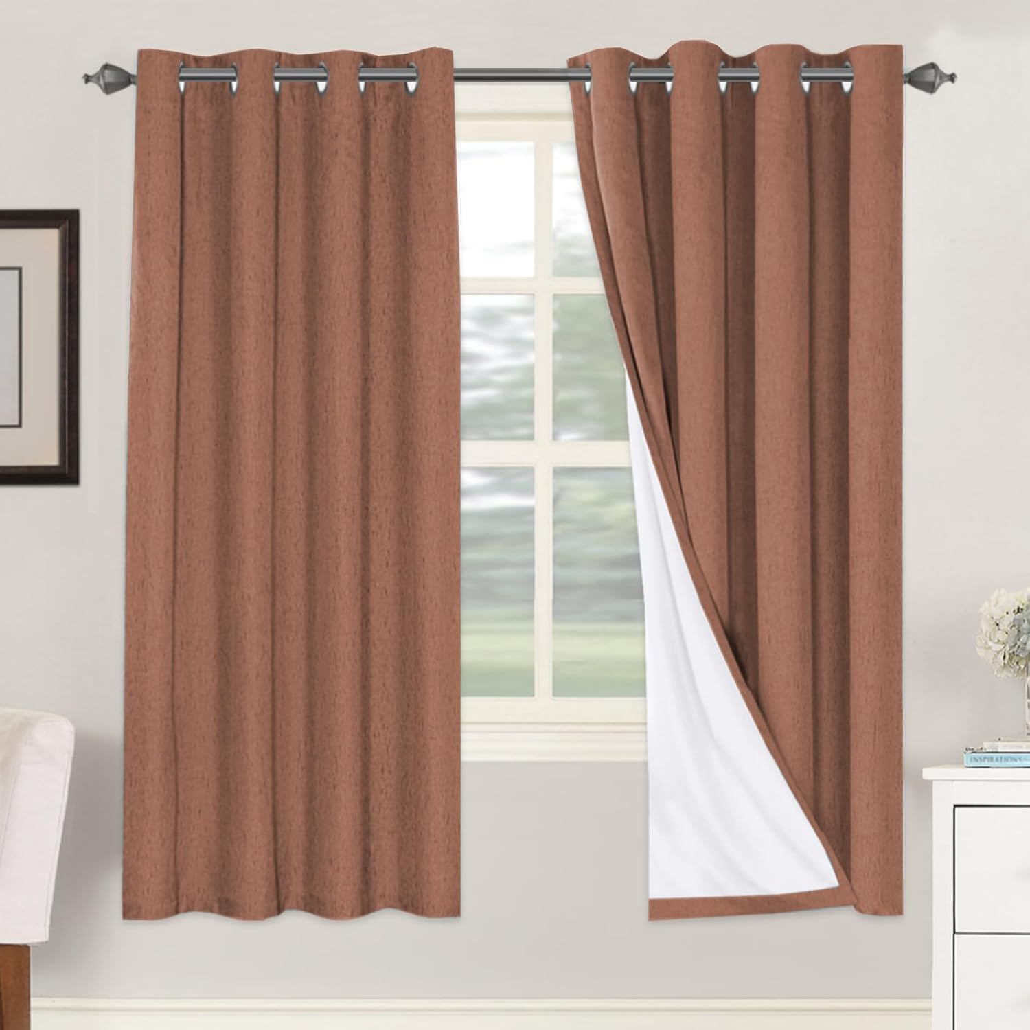 H.VERSAILTEX 100% Blackout Curtains for Bedroom Thermal Insulated Linen Textured Curtains Heat and Full Light Blocking Drapes Living Room…