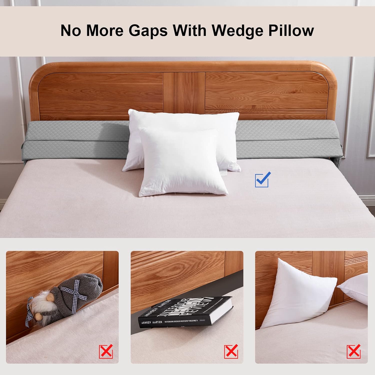 EUHAMS Twin Size Bed Wedge Pillow - Bed Gap Filler Mattress Wedge Headboard Pillow - Fill The Gap (0-7") Between Headboard and Mattress…