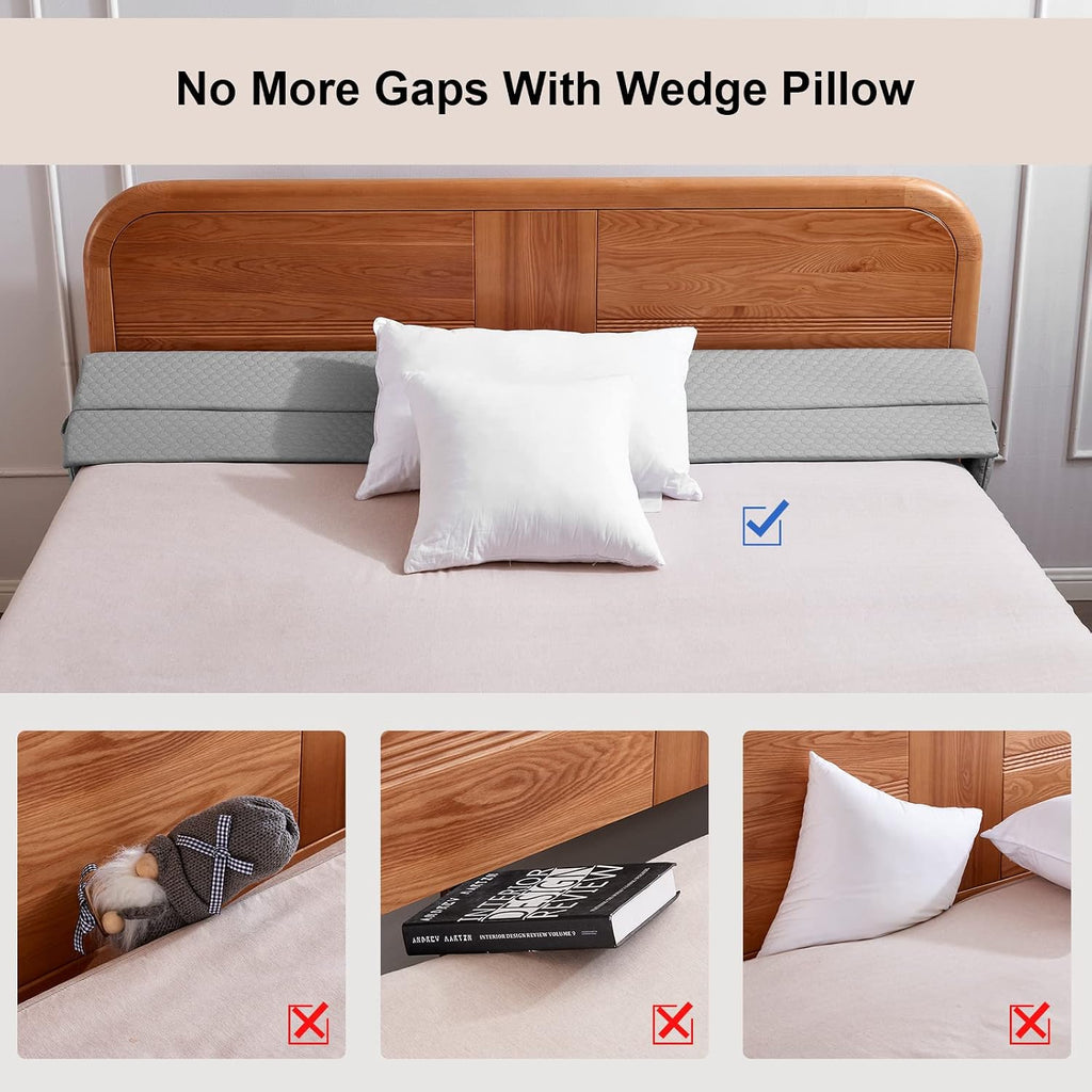 EUHAMS Queen Size Bed Wedge Pillow - Bed Gap Filler Mattress Wedge Headboard Pillow Close The Gap 0-7" Between Your Headboard and…