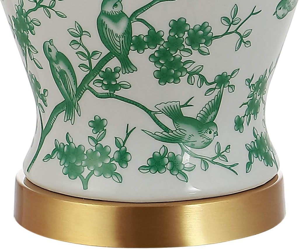 JONATHAN Y 22" White/Green Ceramic Table Lamp, French Country Chinoiserie Ginger Jar LED Bedside Lamp for Living Room Bedroom, White…