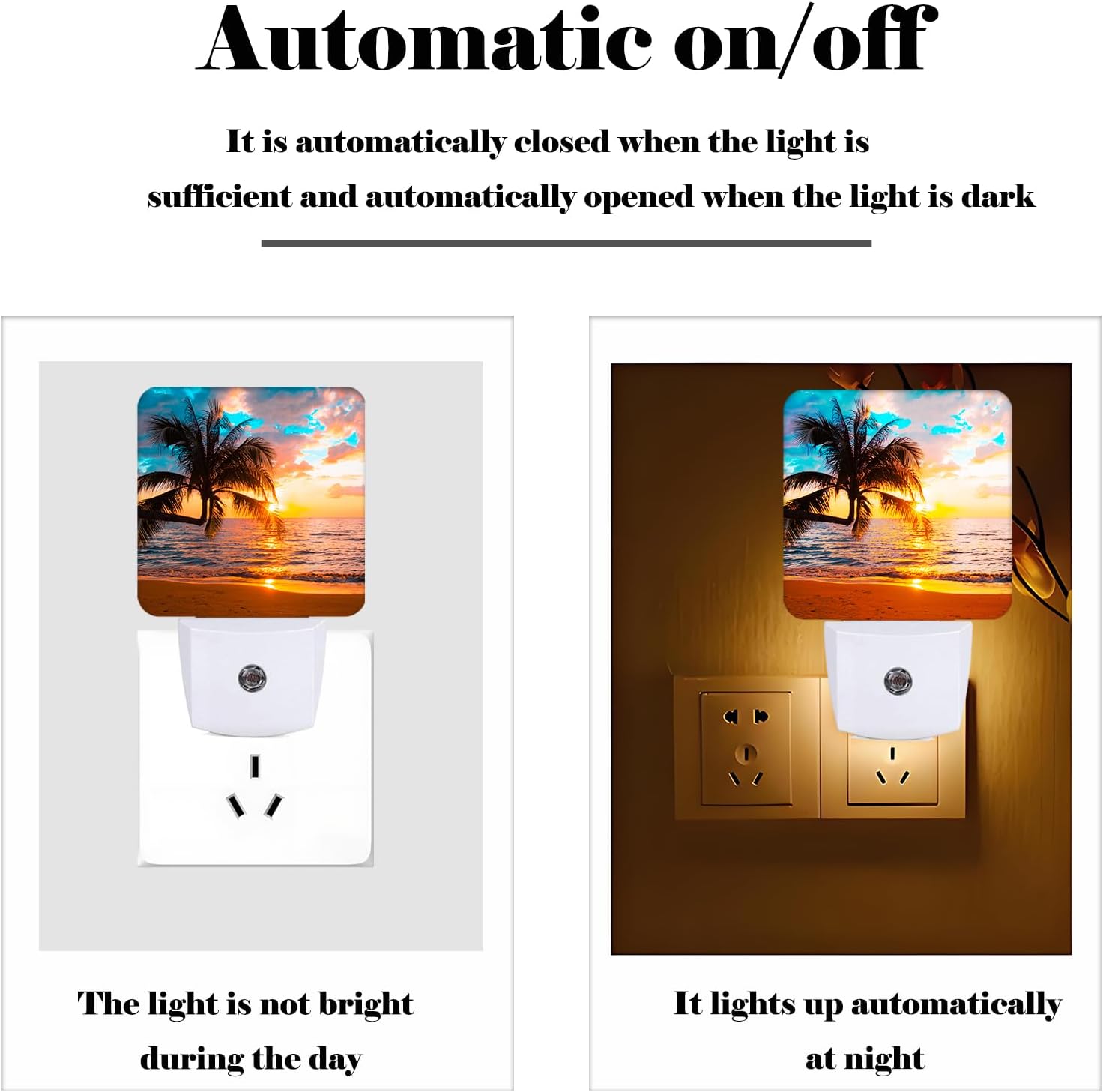 Summer Sunshine Beach Night Light, Plug Into Wall Decor for Stairway, Hallway, Kitchen, Dusk to Dawn Sensor Nightlights for…
